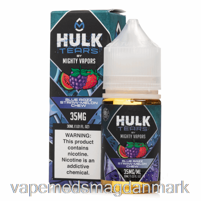 Vape Juice Blå Razz Halm Melon Tygge - Hulk Tears Salt - 30ml 35mg